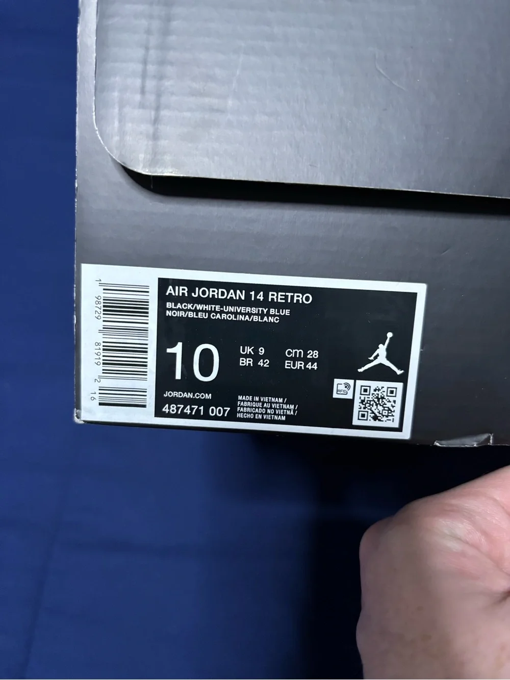 Jordan 14 Retro Black University Blue 2026 Size 10